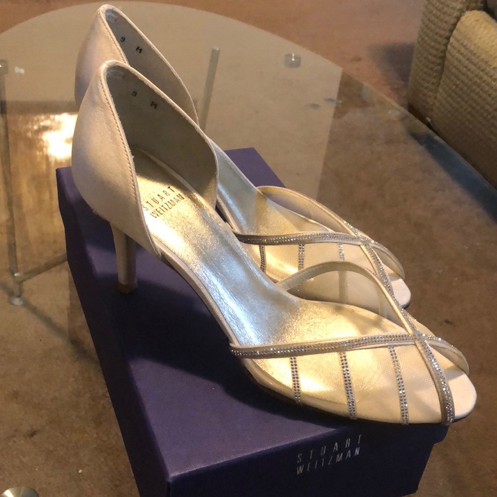 Gold Peep Toe Stuart Weitzman Heels